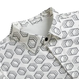 All-Over Print Men's Lapel Collar Shirt With Concealed Placket |115GSM Cotton poplin