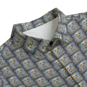 All-Over Print Men's Lapel Collar Shirt With Concealed Placket |115GSM Cotton poplin